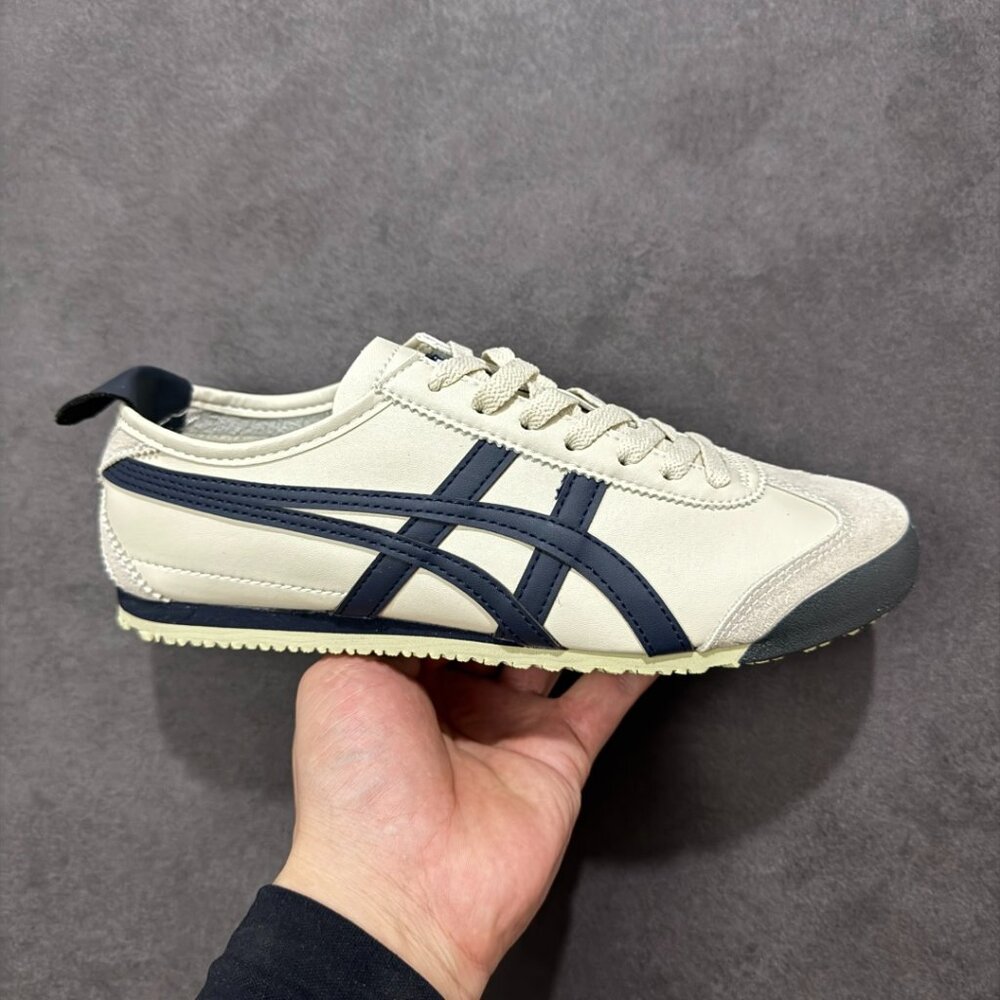 Onitsuka Tiger by Asics Cream and Navy Mexico 66 Sneaker